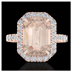 4.50 ctw Morganite & VS/SI Diamond Ring 14K Rose Gold - REF-91M6F - SKU:21430