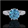 Image 2 : 2.2 ctw Intense Blue Diamond Art Deco Ring 18K White Gold - REF-314H5M - SKU:38090