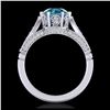 Image 3 : 2.2 ctw Intense Blue Diamond Art Deco Ring 18K White Gold - REF-314H5M - SKU:38090