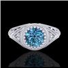 Image 2 : 1.07 ctw Fancy Intense Blue Diamond Art Deco Ring 18K White Gold - REF-200M2F - SKU:37474