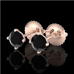 0.65 ctw Fancy Black Diamond Art Deco Stud Earrings 18K Rose Gold - REF-34K5W - SKU:38221