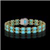 Image 3 : 21.22 ctw Turquoise & Diamond Bracelet 14K Yellow Gold - REF-187W6H - SKU:45532