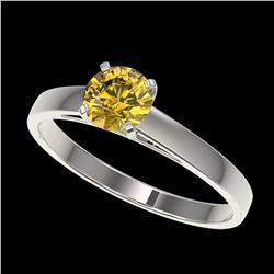 0.77 ctw Intense Yellow Diamond Ring 10K White Gold - REF-100K5W - SKU:36493