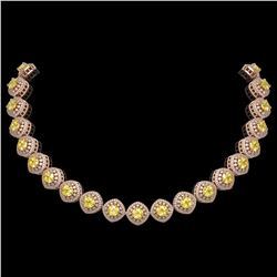 62.37 ctw Canary Citrine & Diamond Necklace 14K Rose Gold - REF-1782R9K - SKU:44112