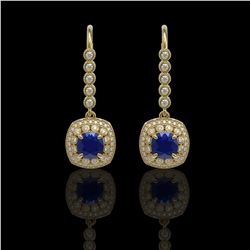 5.1 ctw Sapphire & Diamond Earrings 14K Yellow Gold - REF-132M9F - SKU:44056