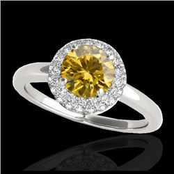 1.43 ctw SI/I Fancy Intense Yellow Diamond Ring 10K White Gold - REF-197N7A - SKU:33668