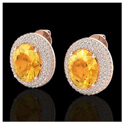 8 ctw Citrine & VS/SI Diamond Earrings 14K Rose Gold - REF-142F9N - SKU:20220