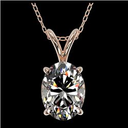 1.25 ctw VS/SI Oval Diamond Necklace 10K Rose Gold - REF-397N5A - SKU:33212