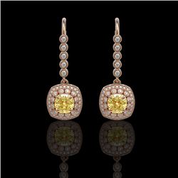 4.1 ctw Canary Citrine & Diamond Earrings 14K Rose Gold - REF-124M4F - SKU:44064