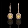 Image 1 : 4.1 ctw Canary Citrine & Diamond Earrings 14K Rose Gold - REF-124M4F - SKU:44064