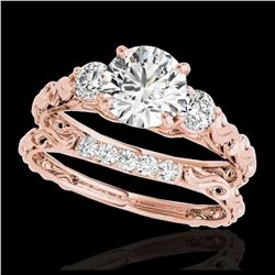 1.35 ctw H-SI/I Diamond 3 Stone Ring 10K Rose Gold - REF-130H9M - SKU:35431