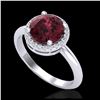 Image 2 : 2.70 ctw Garnet & VS/SI Diamond Ring 18K White Gold - REF-49H3M - SKU:23211