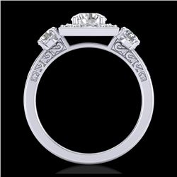 1.55 ctw VS/SI Diamond Solitaire Art Deco 3 Stone Ring 18K White Gold - REF-263A6V - SKU:37274