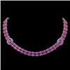 Image 1 : 31.91 ctw Amethyst & Diamond Necklace 14K Rose Gold - REF-374H5M - SKU:44721