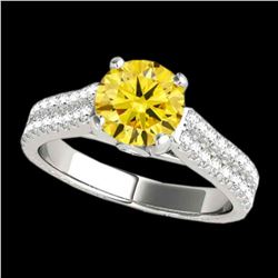 1.61 ctw SI/I Fancy Intense Yellow Diamond Ring 10K White Gold - REF-135R2K - SKU:35463