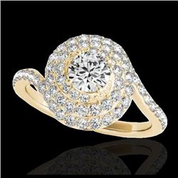 2.11 ctw H-SI/I Diamond Solitaire Halo Ring 10K Yellow Gold - REF-259X3R - SKU:34515