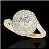 Image 1 : 2.11 ctw H-SI/I Diamond Solitaire Halo Ring 10K Yellow Gold - REF-259X3R - SKU:34515