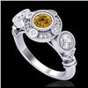 Image 1 : 1.51 ctw Intense Fancy Yellow Diamond Art Deco Ring 18K White Gold - REF-218H2M - SKU:37714