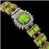 Image 2 : 17.4 ctw Peridot & Diamond Bracelet 14K Rose Gold - REF-189Y3X - SKU:45621