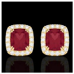 2.50 ctw Ruby & VS/SI Diamond Earrings 10K Yellow Gold - REF-49X3R - SKU:22869