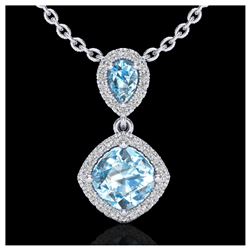 3.50 ctw Sky Blue Topaz & VS/SI Diamond Necklace 10K White Gold - REF-45A3V - SKU:20539