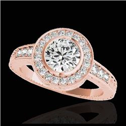 1.50 ctw H-SI/I Diamond Solitaire Halo Ring 10K Rose Gold - REF-197W7H - SKU:33892