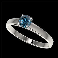 0.56 ctw Intense Blue Diamond Ring 10K White Gold - REF-50N3A - SKU:36469