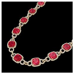 56 ctw Ruby & VS/SI Diamond Eternity Necklace 14K Yellow Gold - REF-1003F6N - SKU:23049