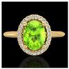 Image 1 : 1.75 ctw Peridot & VS/SI Diamond Ring Halo 18K Yellow Gold - REF-51V3Y - SKU:21017