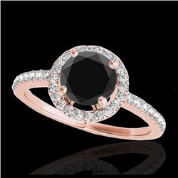 1.40 ctw VS Black Diamond Solitaire Halo Ring 10K Rose Gold - REF-46F4N - SKU:34100