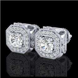 2.75 ctw VS/SI Diamond Solitaire Art Deco Stud Earrings 18K White Gold - REF-472N7A - SKU:37322