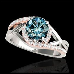 1.80 ctw SI Fancy Blue Diamond Bypass Ring 10K White & Rose Gold - REF-204K5W - SKU:35091