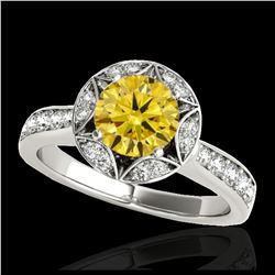 1.50 ctw SI/I Fancy Intense Yellow Diamond Ring 10K White Gold - REF-135K2W - SKU:34236