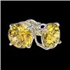 Image 3 : 1.92 ctw Intense Yellow Diamond Stud Earrings 10K White Gold - REF-360Y2X - SKU:36662