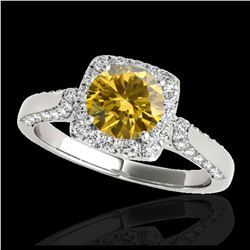 1.70 ctw SI/I Fancy Intense Yellow Diamond Ring 10K White Gold - REF-211K4W - SKU:33380