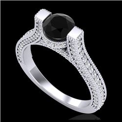 2 ctw Fancy Black Diamond Ring 18K White Gold - REF-160A2V - SKU:37618