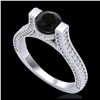 Image 1 : 2 ctw Fancy Black Diamond Ring 18K White Gold - REF-160A2V - SKU:37618