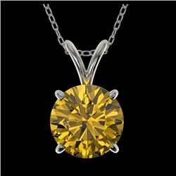 1.50 ctw Intense Yellow Diamond Necklace 10K White Gold - REF-285W2H - SKU:33228