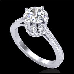 1.50 ctw VS/SI Diamond Art Deco Ring 18K White Gold - REF-399R3K - SKU:36830