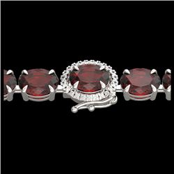 19.25 ctw Garnet & Diamond Eternity Bracelet 14K White Gold - REF-107F3N - SKU:40231