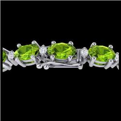 26.3 ctw Peridot & VS/SI Diamond Eternity Bracelet 10K White Gold - REF-174X4R - SKU:29457