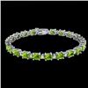 Image 2 : 26.3 ctw Peridot & VS/SI Diamond Eternity Bracelet 10K White Gold - REF-174X4R - SKU:29457