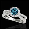 Image 1 : 2 ctw SI Blue Diamond Solitaire Halo Ring 10K White Gold - REF-173W9H - SKU:33860