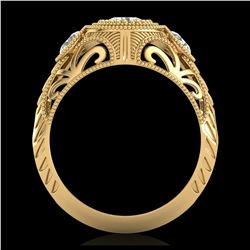 1.06 ctw VS/SI Diamond Solitaire Art Deco 3 Stone Ring 18K Yellow Gold - REF-180W2H - SKU:36895