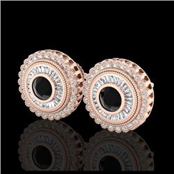 2.61 ctw Fancy Black Diamond Art Deco Stud Earrings 18K Rose Gold - REF-236V4Y - SKU:37906
