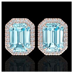 12 ctw Sky Blue Topaz And Diamond Earrings 14K Rose Gold - REF-81N8A - SKU:21218