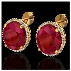 25 ctw Ruby & VS/SI Diamond Earrings 18K Yellow Gold - REF-254K5W - SKU:20276