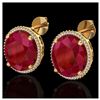 Image 1 : 25 ctw Ruby & VS/SI Diamond Earrings 18K Yellow Gold - REF-254K5W - SKU:20276
