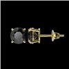 Image 2 : 1.61 ctw Fancy Black Diamond Solitaire Stud Earrings 10K Yellow Gold - REF-48M2F - SKU:36614