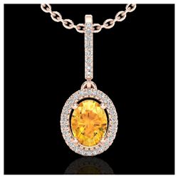 1.75 ctw Citrine & VS/SI Diamond Necklace 14K Rose Gold - REF-51X8R - SKU:20655